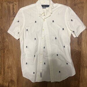 Style Polo Medium Down Shirt Skull Button Skulls Up Lauren Ralph Vintage